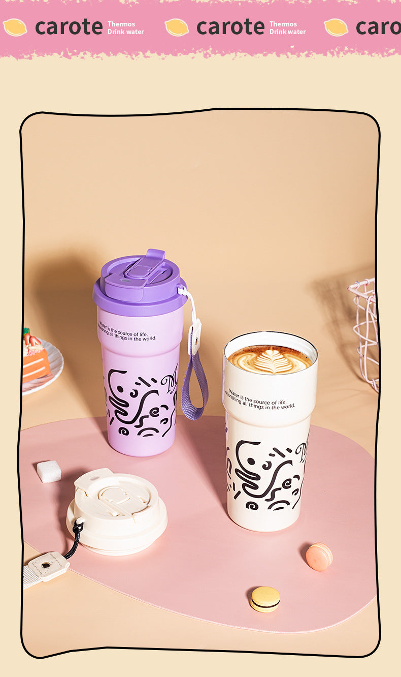 Ceramic Liner Double Drinking Rope Coffee Warmer Cup