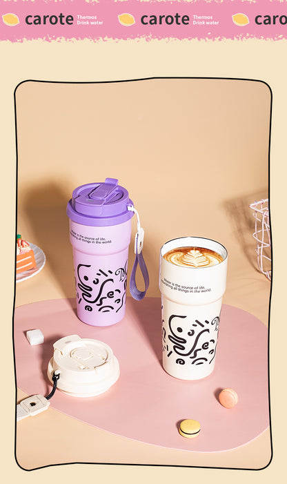 Ceramic Liner Double Drinking Rope Coffee Warmer Cup