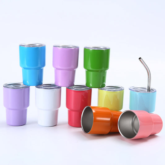 2oz Mini Compact Portable Straw Insulated Cold and Hot Cup