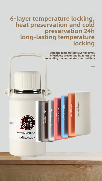 316 Stainless Steel Insulated Portable Temperature Display Handheld Kettle