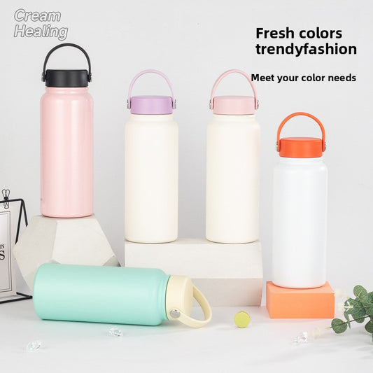 Portable 304 Stainless Steel Sports Wide Mouth Insulated Cup Outdoor Handheld Water Bottle
