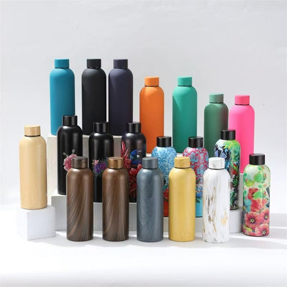 304 Stainless Steel Rubber Paint Small Mouth Bottle Thermos Cup Solid Color Minimalist