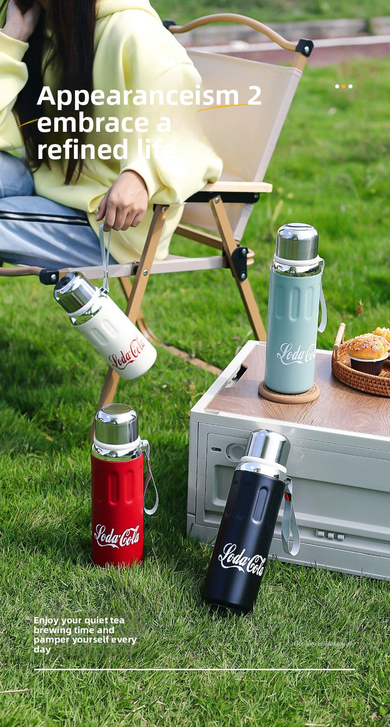 316 Stainless Steel Insulated Cup Outdoor Portable Insulated Bottle with Rope Bouncing Cup