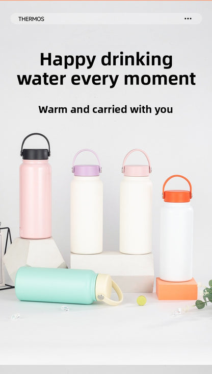 Portable 304 Stainless Steel Sports Wide Mouth Insulated Cup Outdoor Handheld Water Bottle