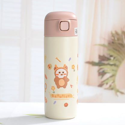 Straw Insulated Cup for Children and Students, Portable Double Drinking Bouncing Cup