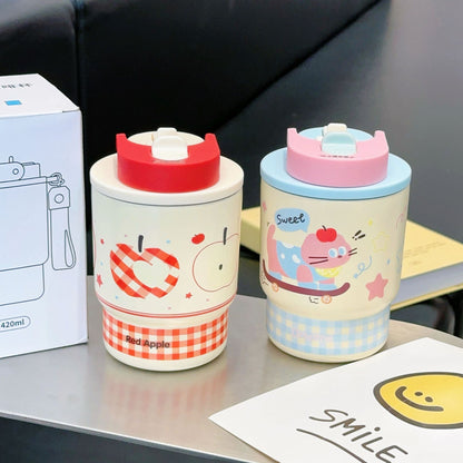 Cartoon Dachshund Portable Double Drinking Stainless Steel Water Cup