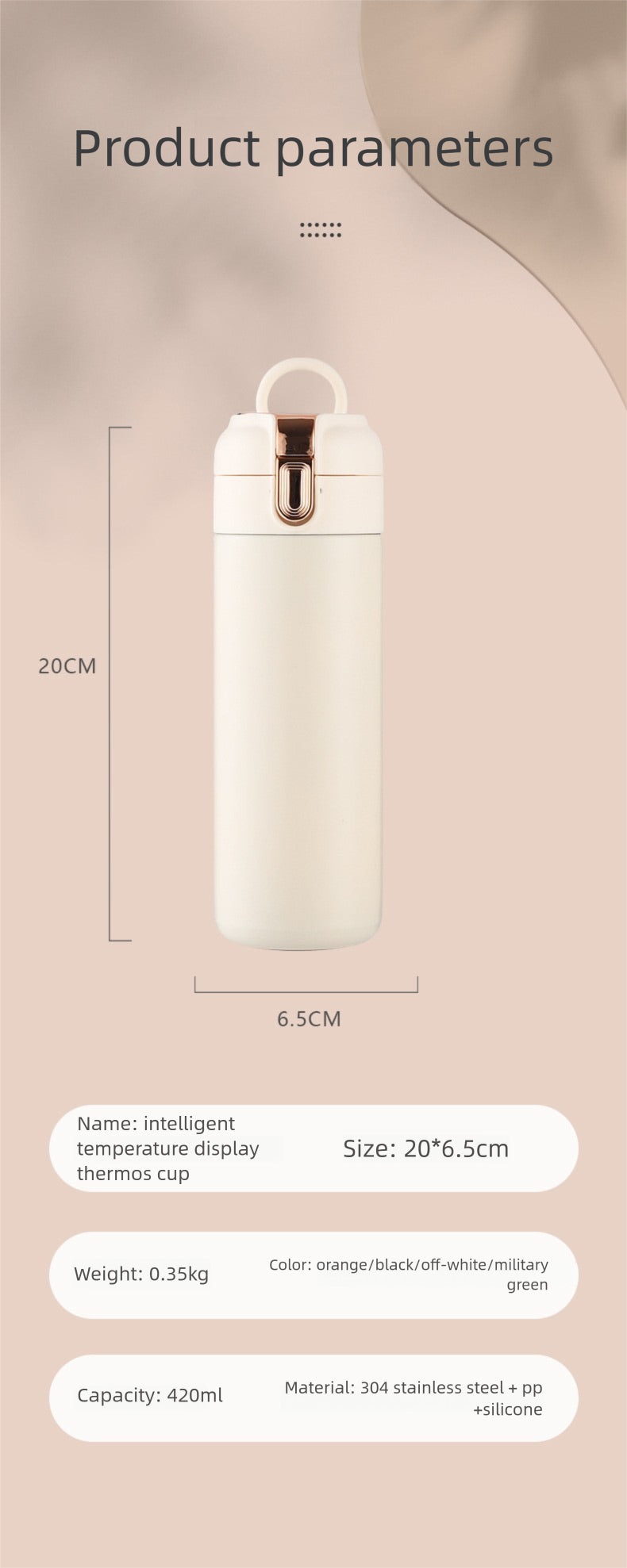 Temperature Display Stainless Steel Double Wall Insulated Cup Engraved Water Cup