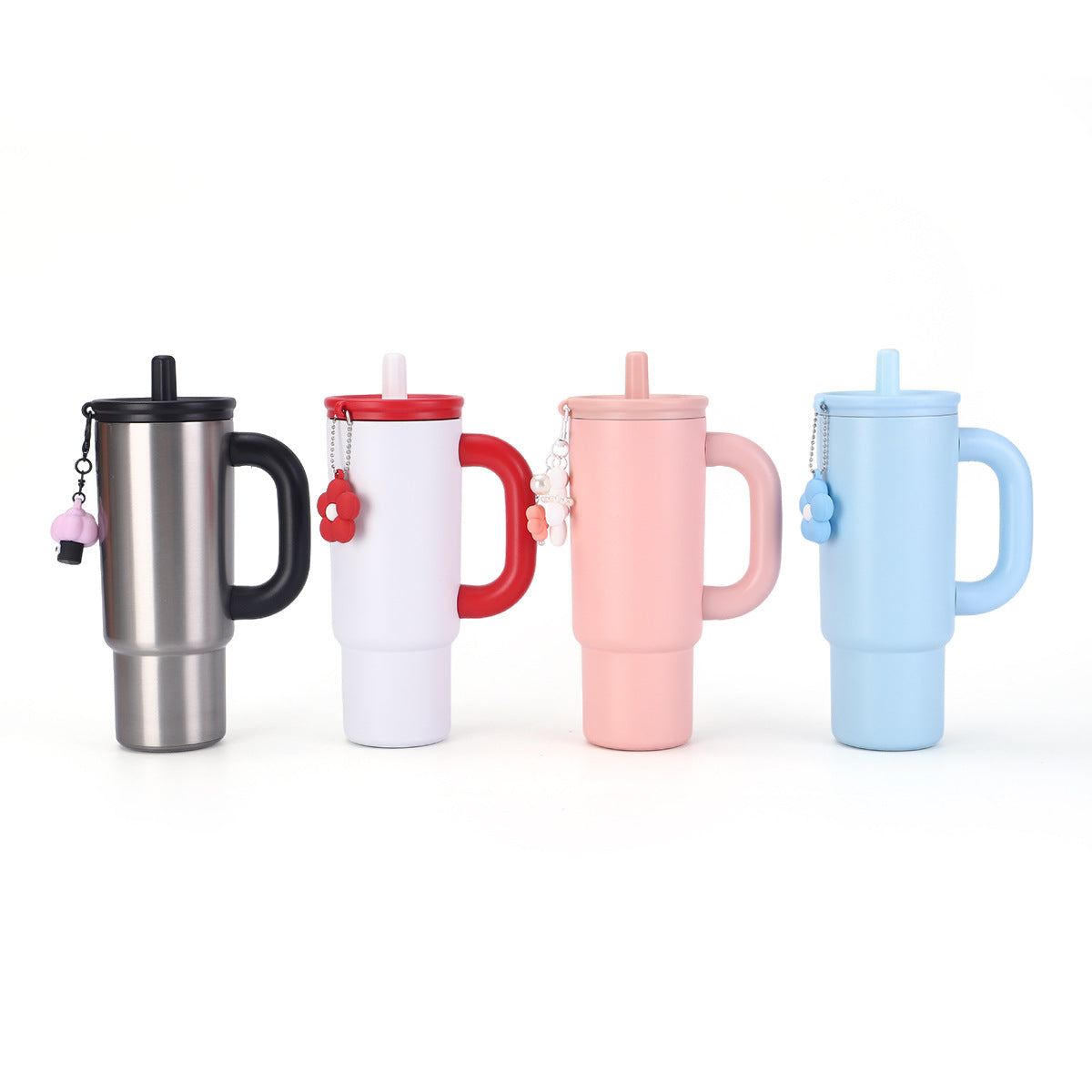 304 Stainless Steel Handle Insulated Cup Portable Car Straw Cup