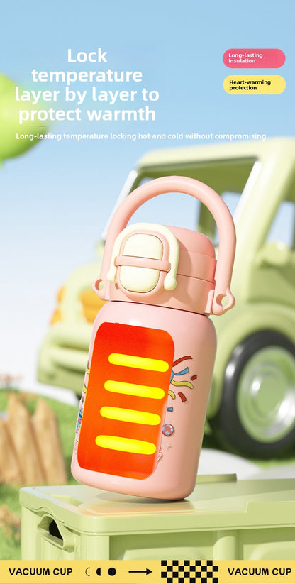 316 Stainless Steel Insulated Cup Children's Fun Straw Cup Children's Water Bottle with Cup Sleeve