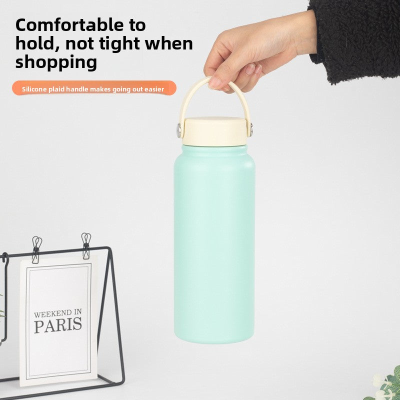 Portable 304 Stainless Steel Sports Wide Mouth Insulated Cup Outdoor Handheld Water Bottle