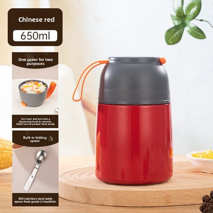 304 Stainless Steel Vacuum Insulated Lunch Box for Students and Office Workers with Portable Strap