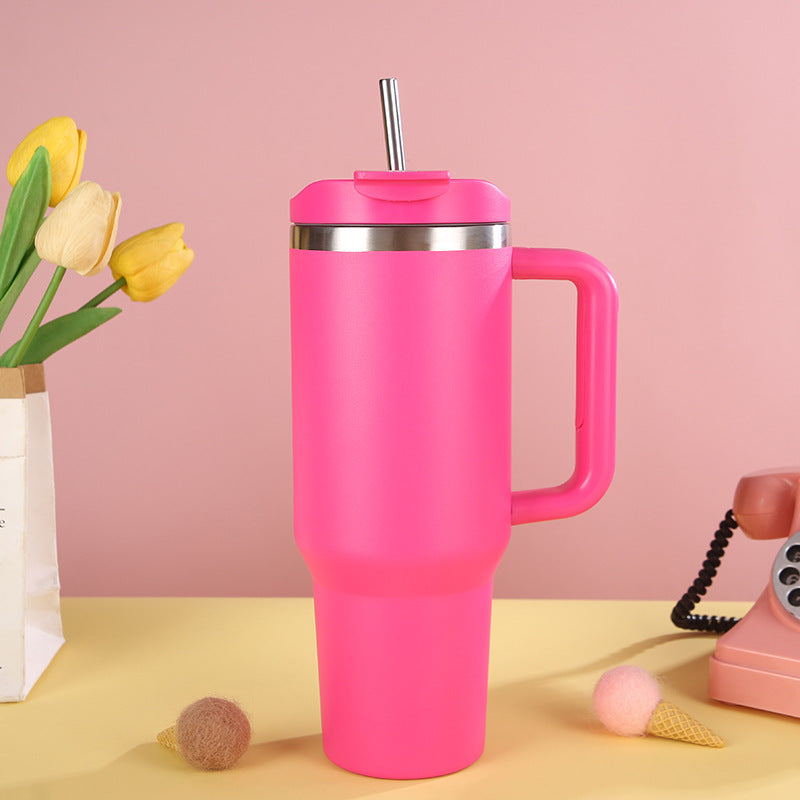 304 Stainless Steel Insulated Cup Portable Handle Straw