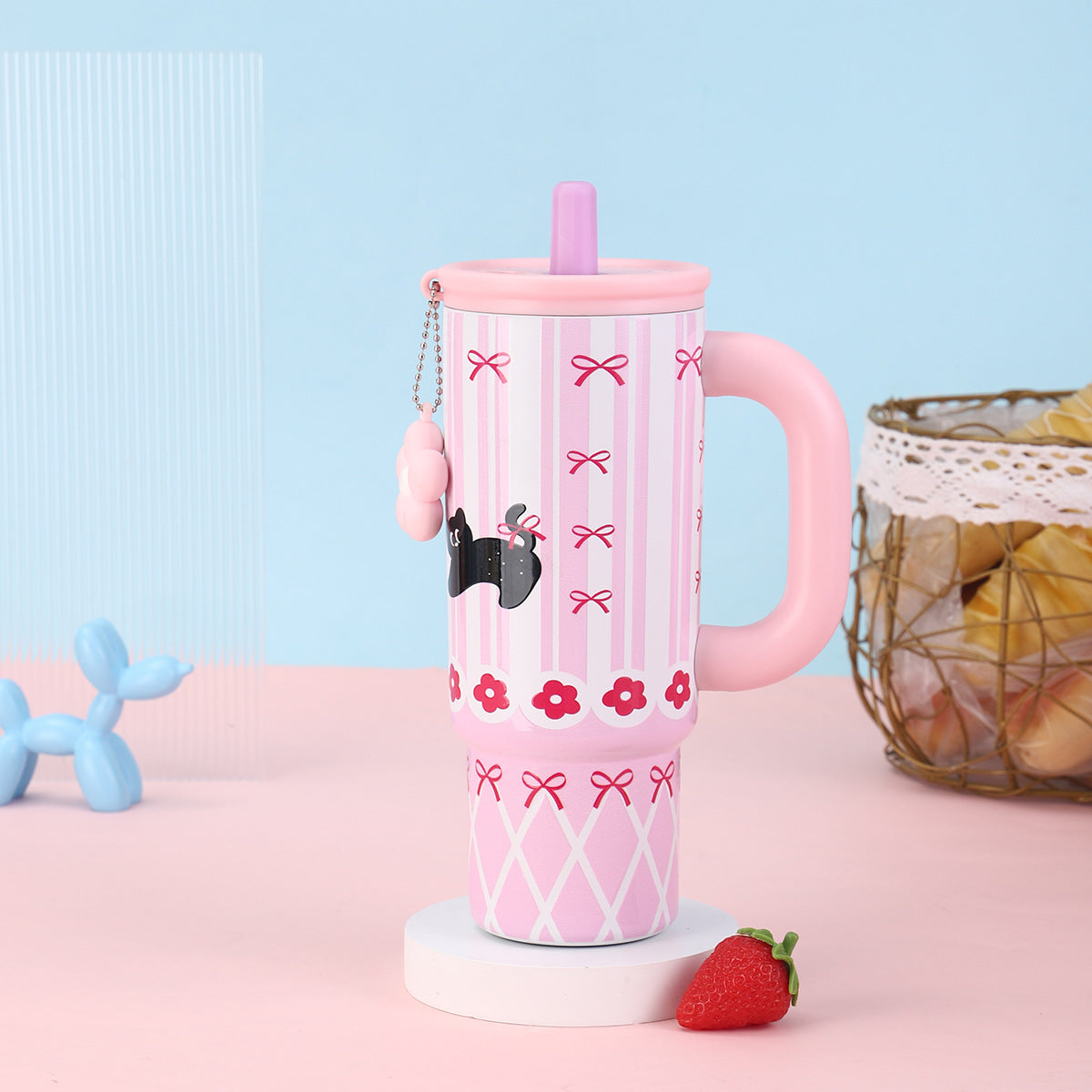 Cute Fashionable Stainless Steel Insulated Cup with Portable Handle