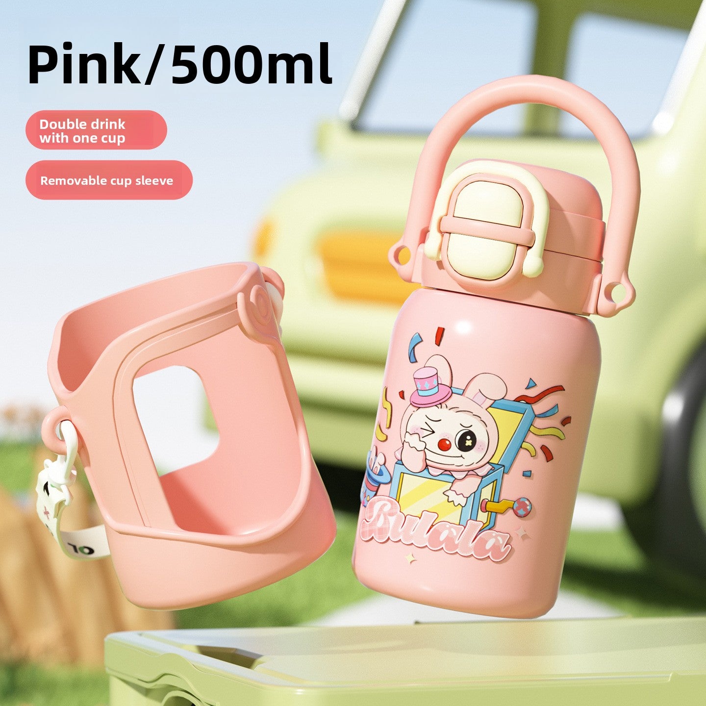 316 Stainless Steel Insulated Cup Children's Fun Straw Cup Children's Water Bottle with Cup Sleeve