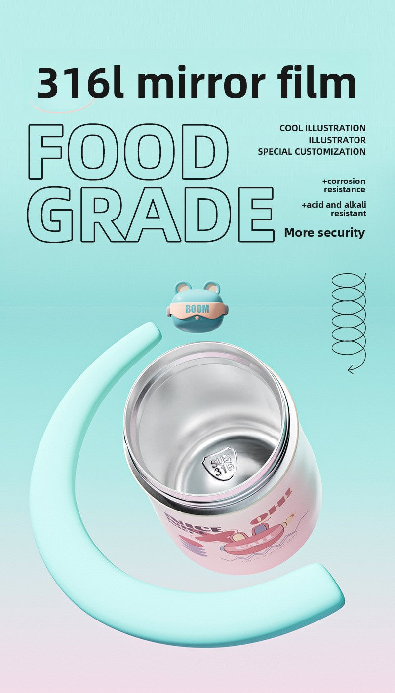 Children's Insulated Cup with Straw, Student 316 Stainless Steel Insulated Cup