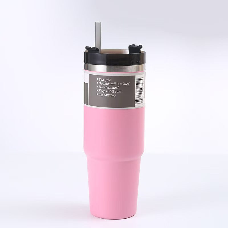 30OZ Stainless Steel Insulated Cup Portable Straw Cup Coffee Cup