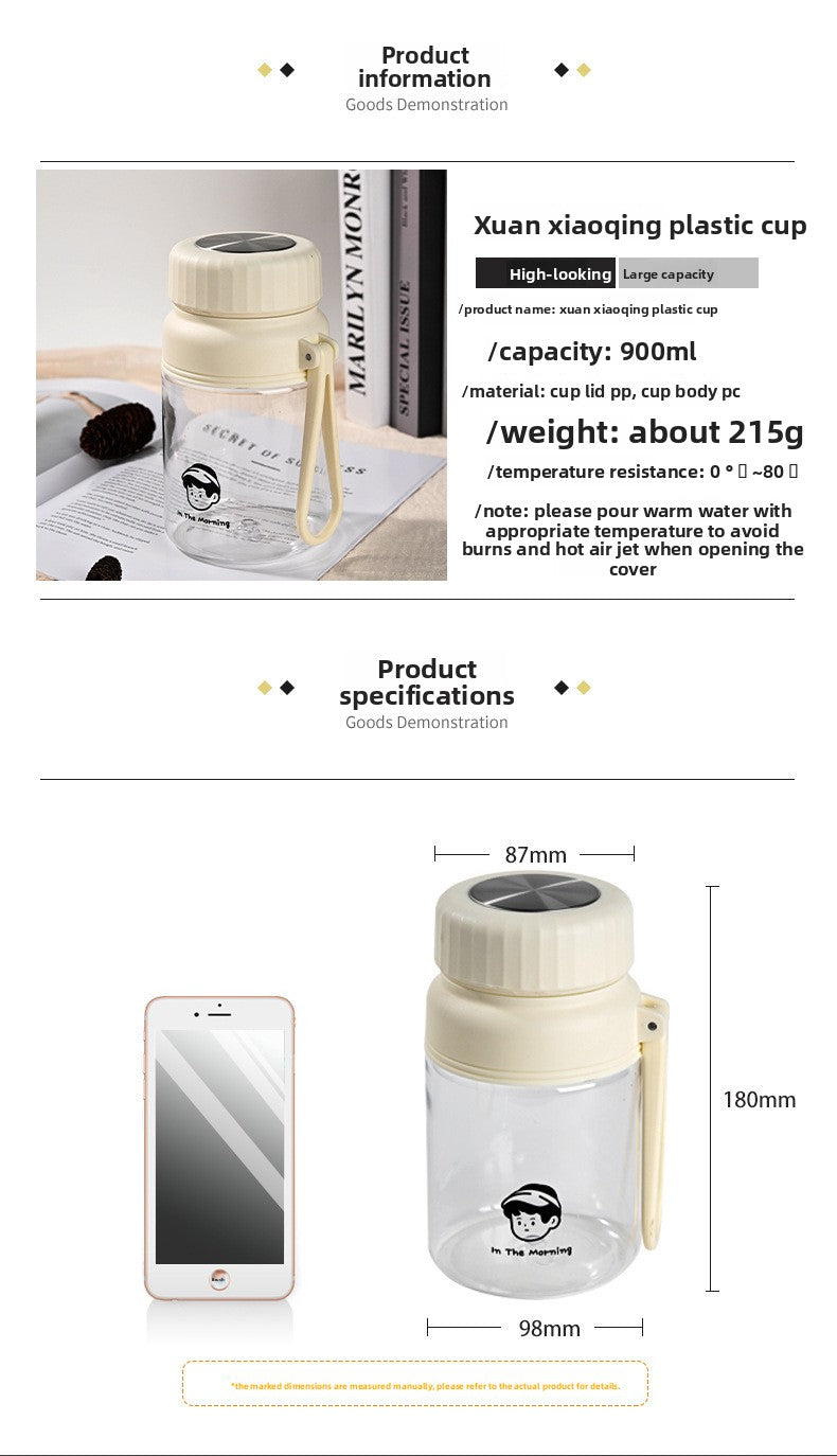 Large Capacity Plastic Cup Portable Tea Brewing Cup with Handle