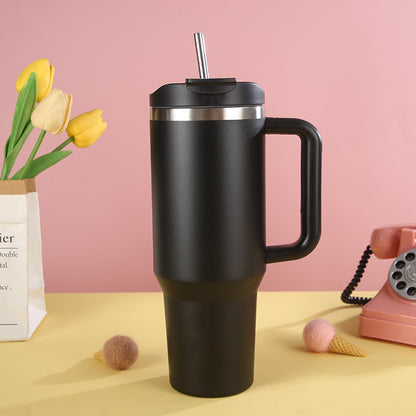 304 Stainless Steel Insulated Cup Portable Handle Straw
