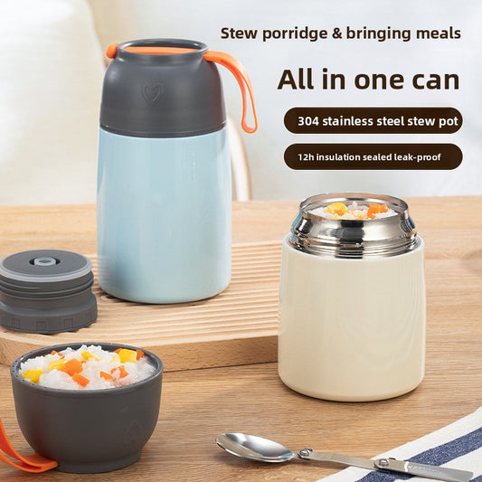 304 Stainless Steel Vacuum Insulated Lunch Box for Students and Office Workers with Portable Strap