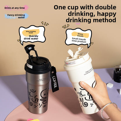 Ceramic Liner Double Drinking Rope Coffee Warmer Cup