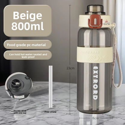 Outdoor travel cup large capacity sports water bottle with straw plastic cup