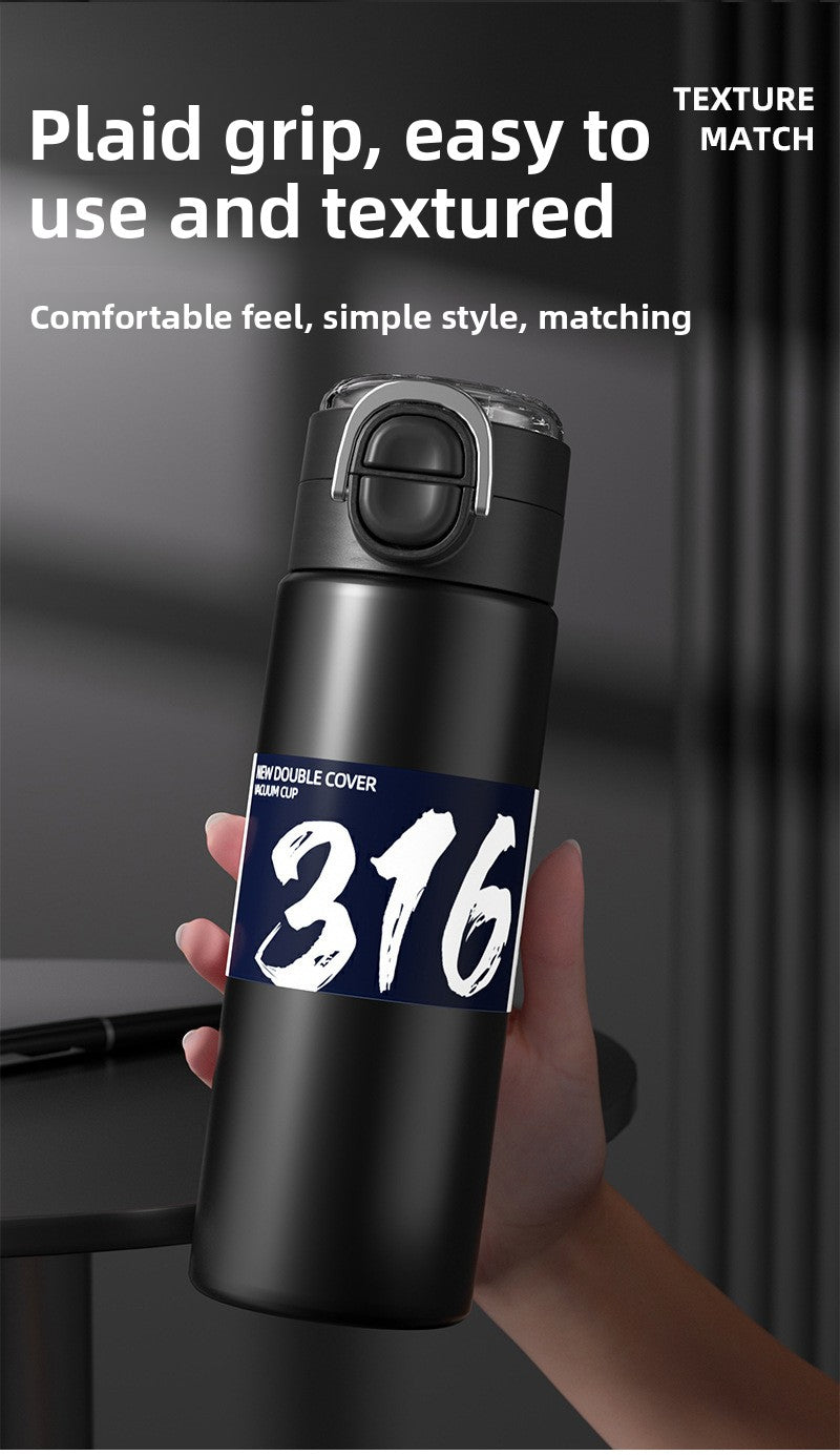 316 Stainless Steel Insulated Cup Portable Straw Cup Double Drinking Bounce Cup
