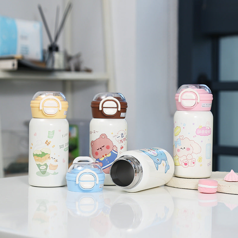 Mini Pocket Straw Insulated Cup with Pop-up Lid for Children