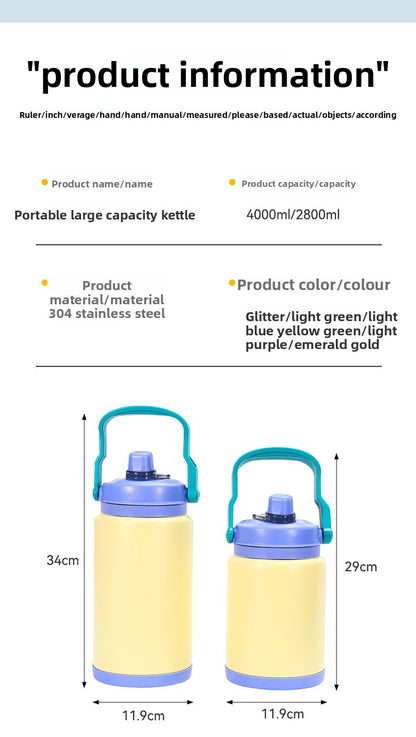 Outdoor sports water bottle stainless steel large capacity thermos cup