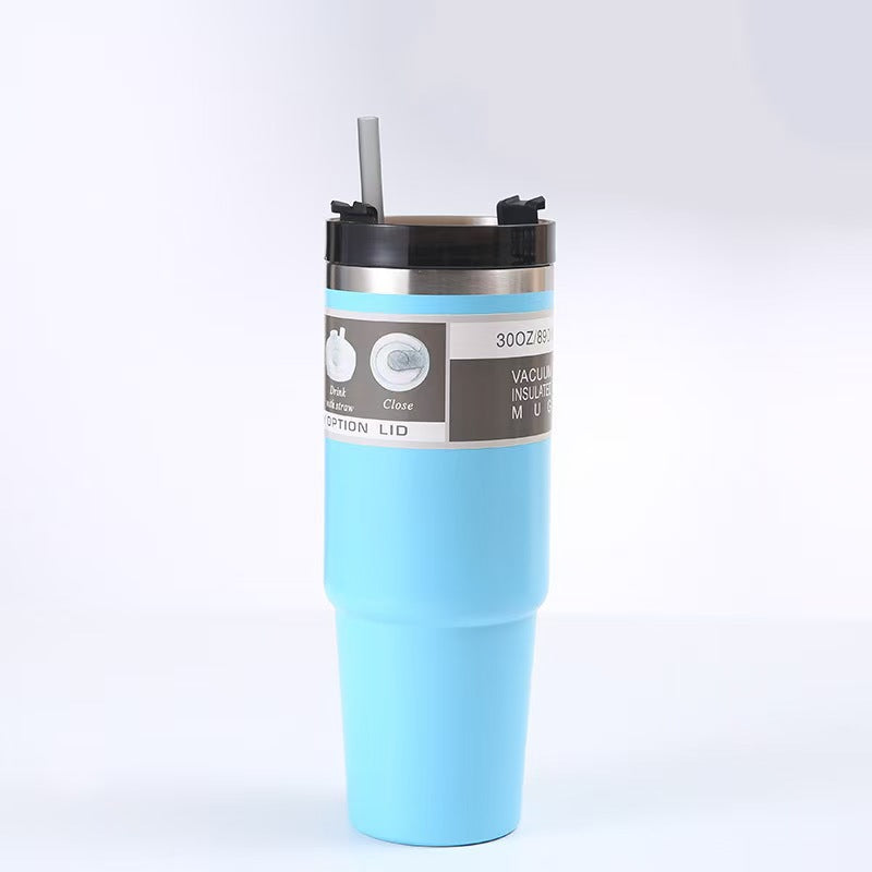 30OZ Stainless Steel Insulated Cup Portable Straw Cup Coffee Cup