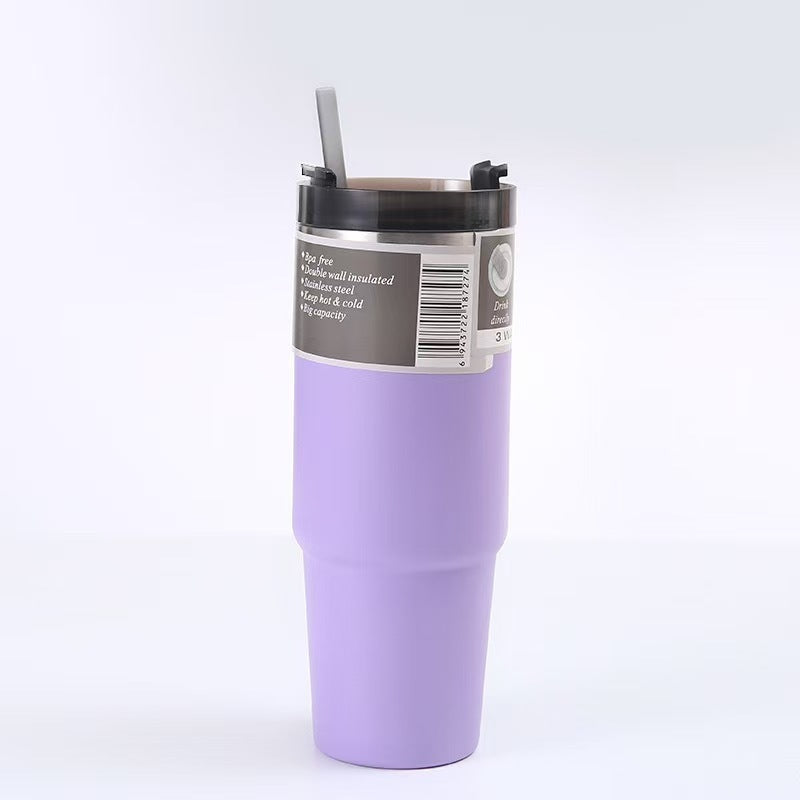 30OZ Stainless Steel Insulated Cup Portable Straw Cup Coffee Cup