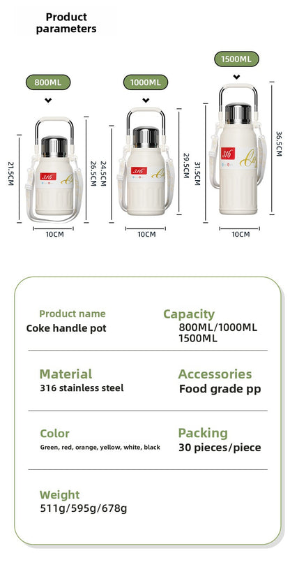316 large capacity stainless steel thermos cup