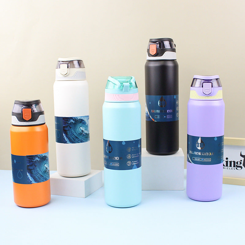 Pop-up Lid Direct Drinking Cup 316 Stainless Steel Insulated Cup Cold and Ice Retention Cup Portable Sports Water Bottle
