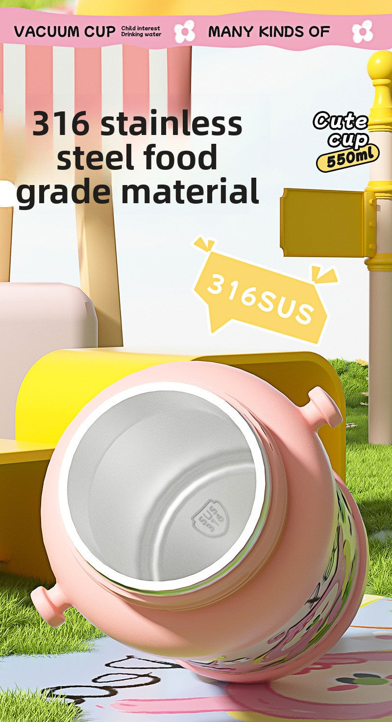 Cartoon Doll Children's Insulated Cup 316L Stainless Steel Outdoor Portable with Strap