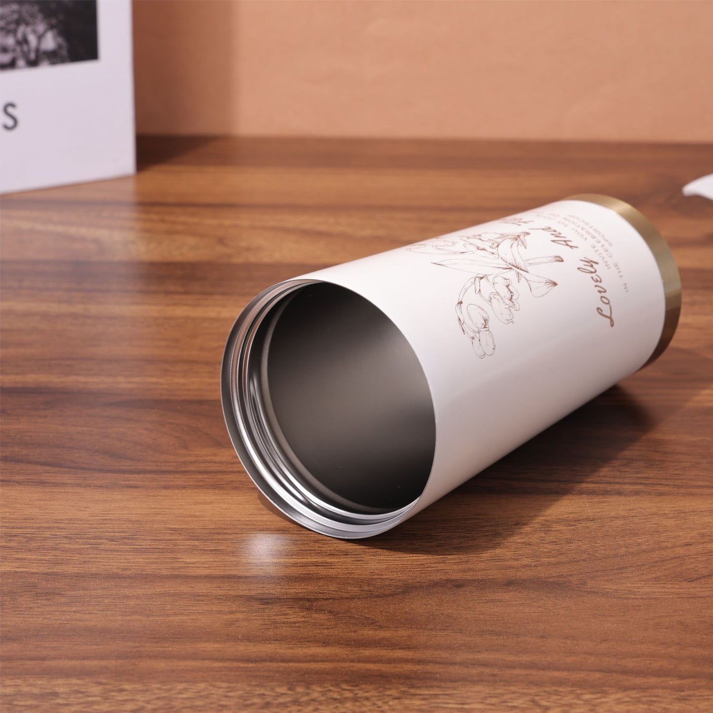 Chinese Style Floral Coffee Cup Double Drinking 304 Stainless Steel Insulated Cup