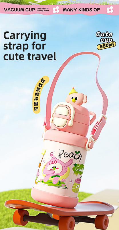 Cartoon Doll Children's Insulated Cup 316L Stainless Steel Outdoor Portable with Strap