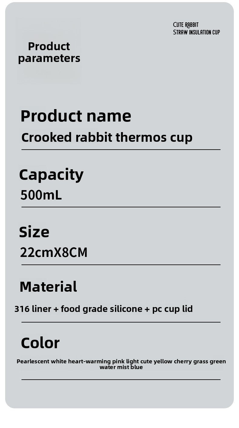 YY Rabbit 316 Stainless Steel Double-Layer Smart Temperature Measurement Water Cup