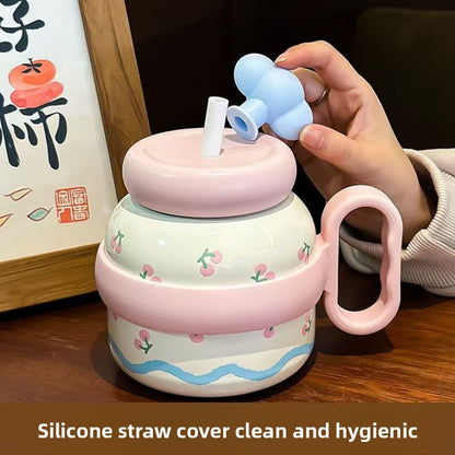 Kitty Large Capacity Plastic Straw Cup