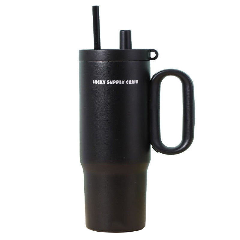 304 Stainless Steel Insulated Cup with Handle and Straw, Compatible with Car Cup Holder