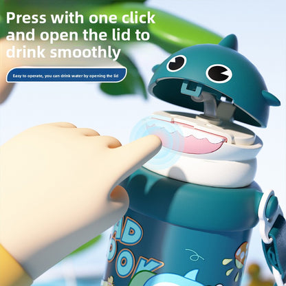 Cartoon Children's 316L Stainless Steel Insulated Tumbler Outdoor Strap Straw Cup