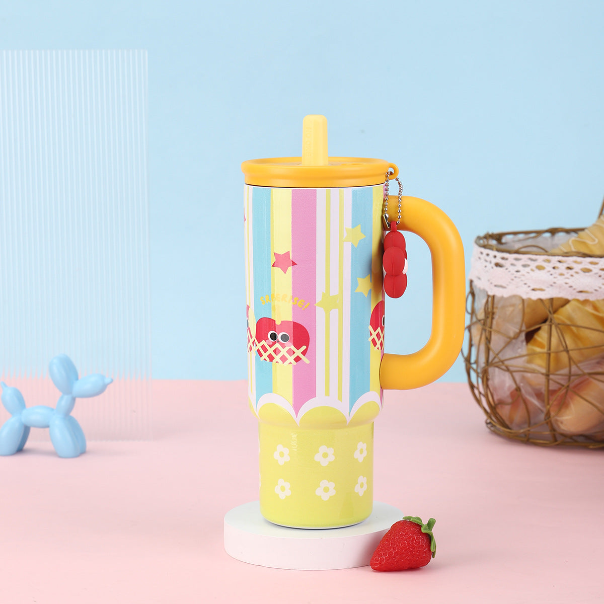 Cute Fashionable Stainless Steel Insulated Cup with Portable Handle