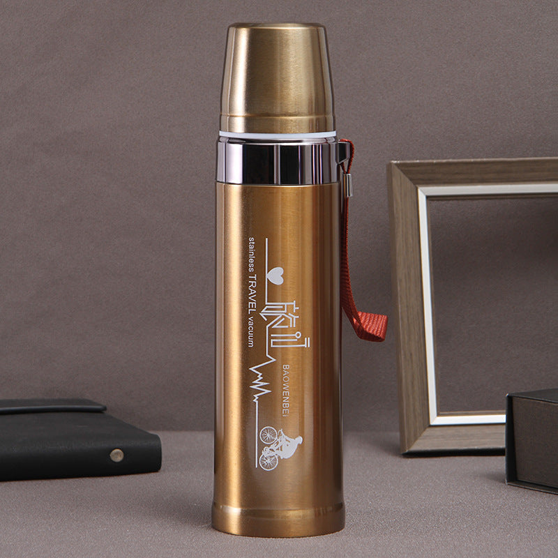 Large Capacity Ironclad Bullet Thermos Mug Outdoor Portable Sling Sports Kettle Car Mounted Portable Cycling Travel Kettle