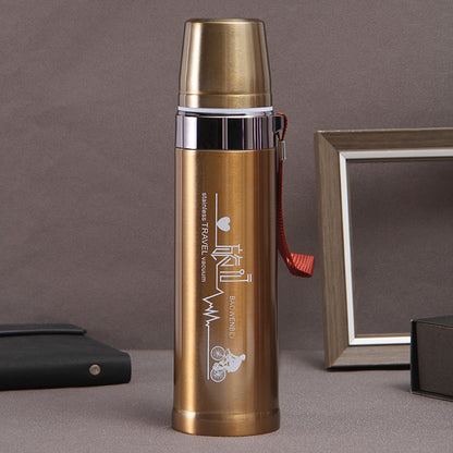 Large Capacity Ironclad Bullet Thermos Mug Outdoor Portable Sling Sports Kettle Car Mounted Portable Cycling Travel Kettle