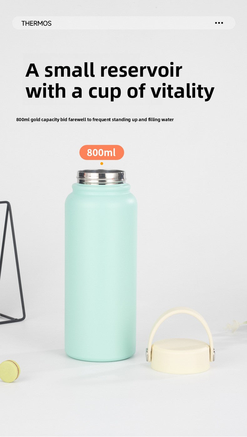 Portable 304 Stainless Steel Sports Wide Mouth Insulated Cup Outdoor Handheld Water Bottle