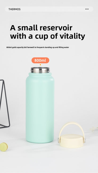 Portable 304 Stainless Steel Sports Wide Mouth Insulated Cup Outdoor Handheld Water Bottle