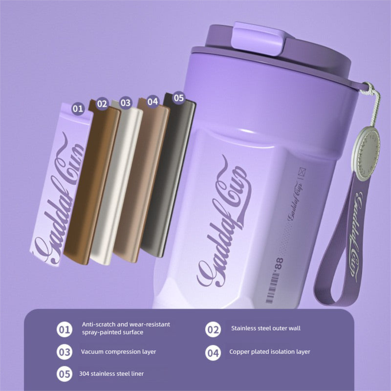 Simple 304 Stainless Steel Insulated Cup with Intelligent Temperature Measurement for Outdoor Sports and Portability