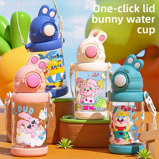 Large Capacity Bouncing Plastic Portable Rabbit Water Cup