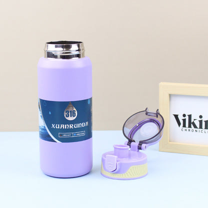 Pop-up Lid Direct Drinking Cup 316 Stainless Steel Insulated Cup Cold and Ice Retention Cup Portable Sports Water Bottle