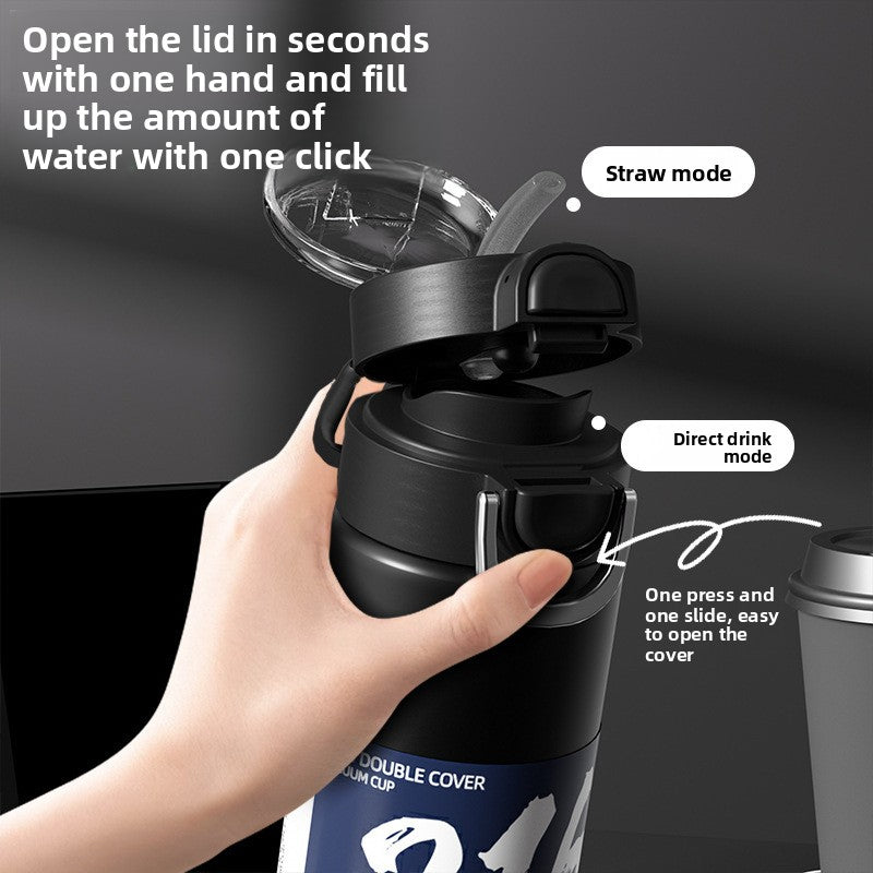 316 Stainless Steel Insulated Cup Portable Straw Cup Double Drinking Bounce Cup