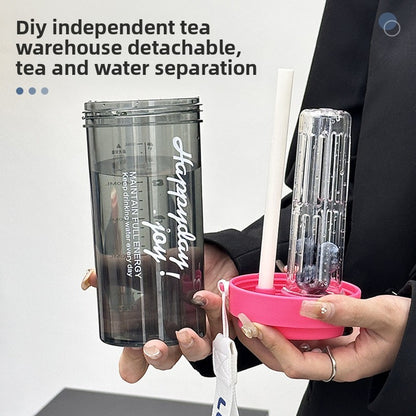 Simple Tritan Plastic Cup with Straw and Handle for Portable Sports Fitness Office Use