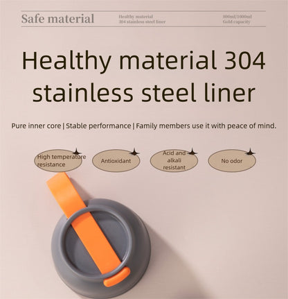 304 Stainless Steel Vacuum Insulated Lunch Box for Students and Office Workers with Portable Strap